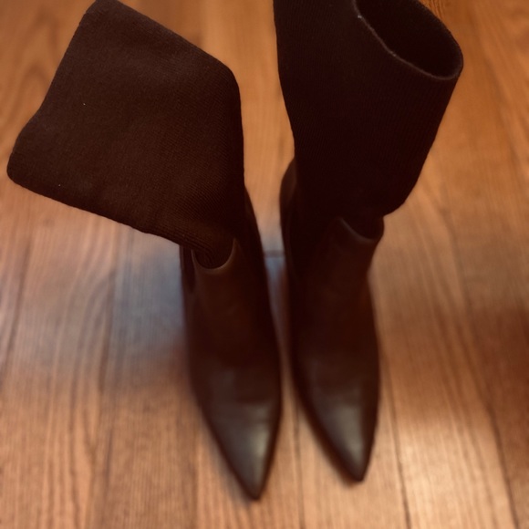 🤎 Brown Leather Fabric Pointed Boot by Nine West - Picture 4 of 10